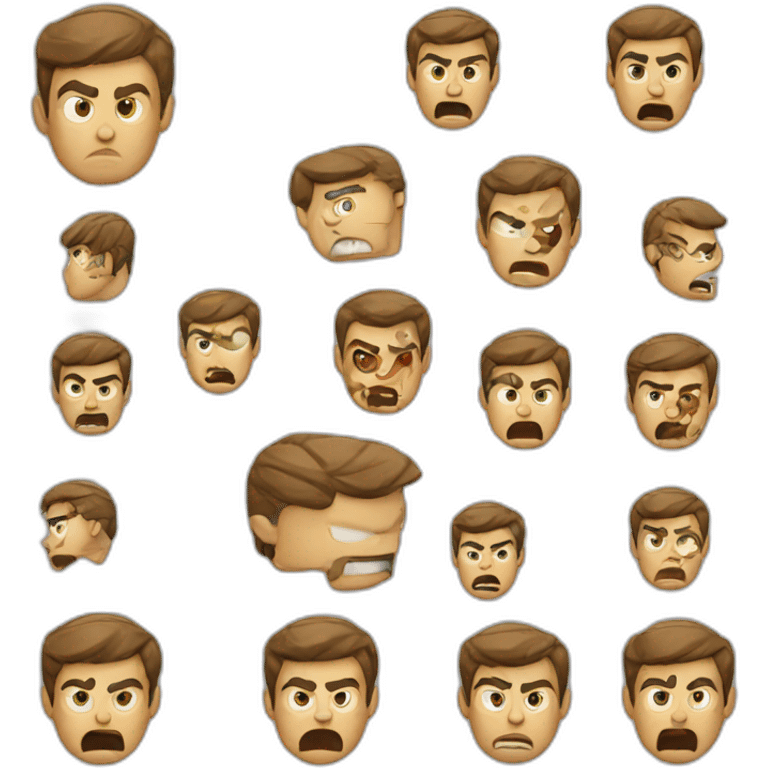 man in call with angry face emoji