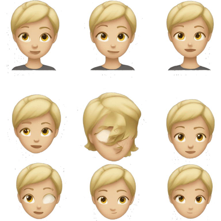 a girl with short blonde hair in full face emoji