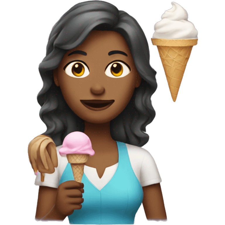 Woman with ice cream emoji