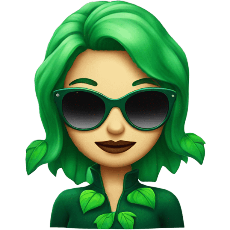 Poison ivy with green hair wearing sunglasses  emoji