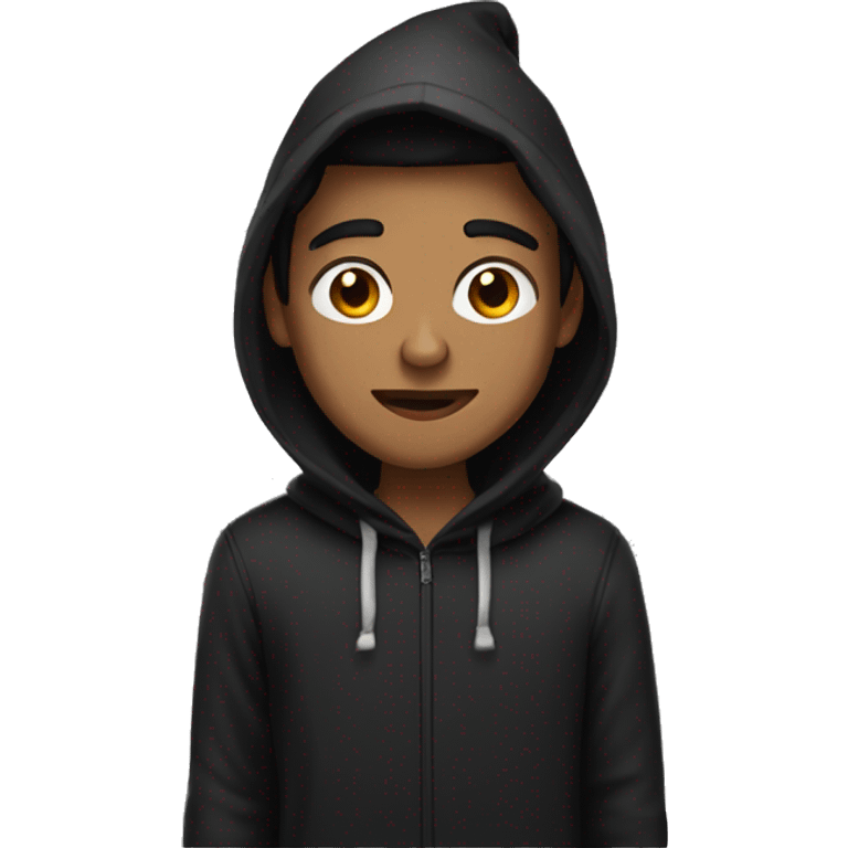 A young man with short dark hair, wearing a wizard hat and a black hoodie emoji