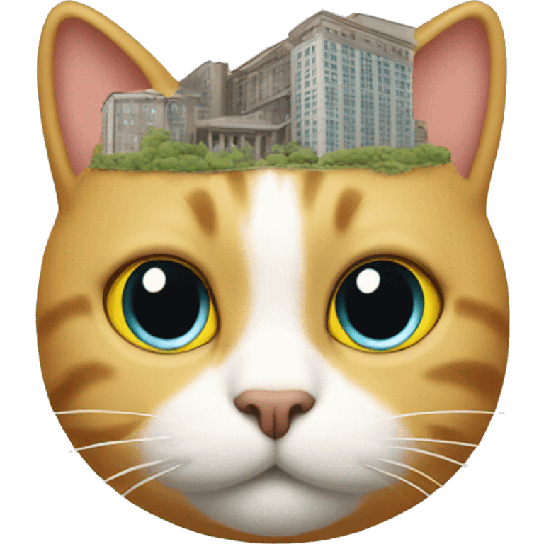 cat with a building in the head emoji