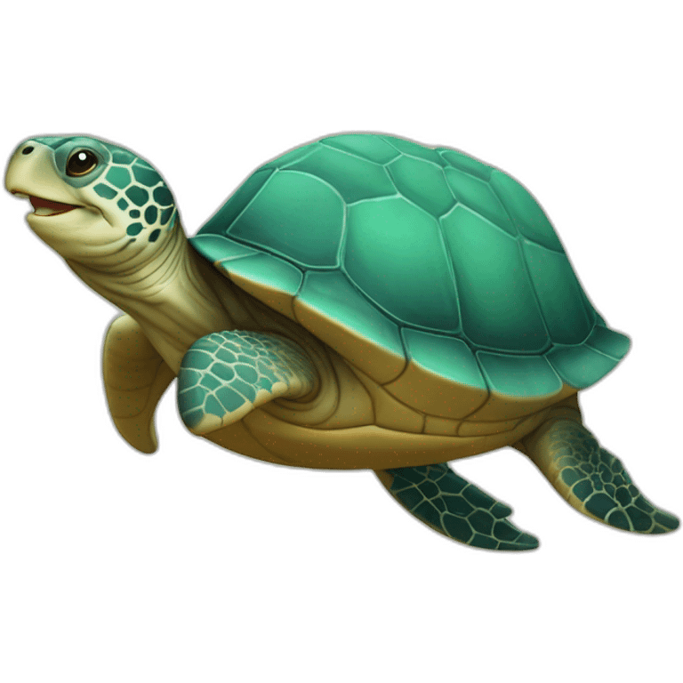 Tortue sur un dophin emoji