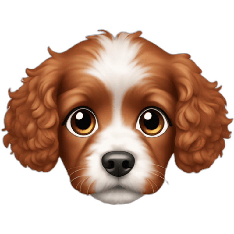 Cavapoo puppy with solid auburn hair color emoji