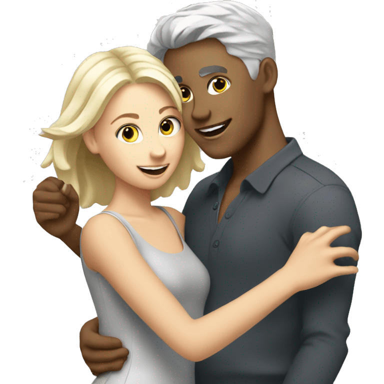 Blonde girl and grey hair white  boy dancing  emoji