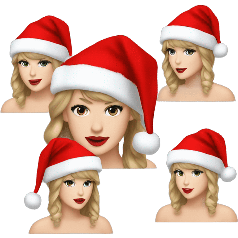 Taylor swift wearing  a Santa hat￼ emoji