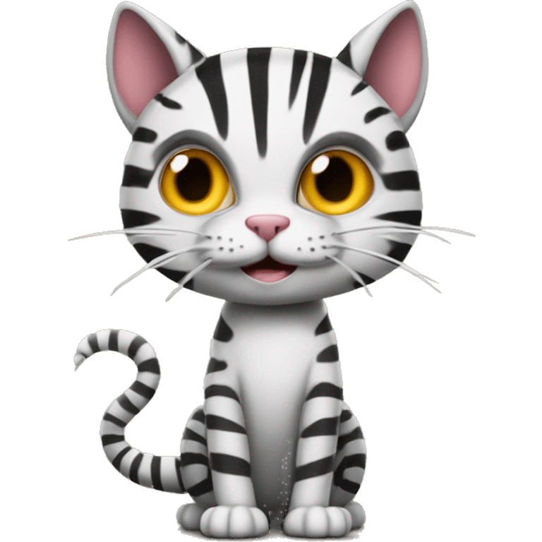 A cat with a lizard's head and a zebra's tail wins at darts emoji