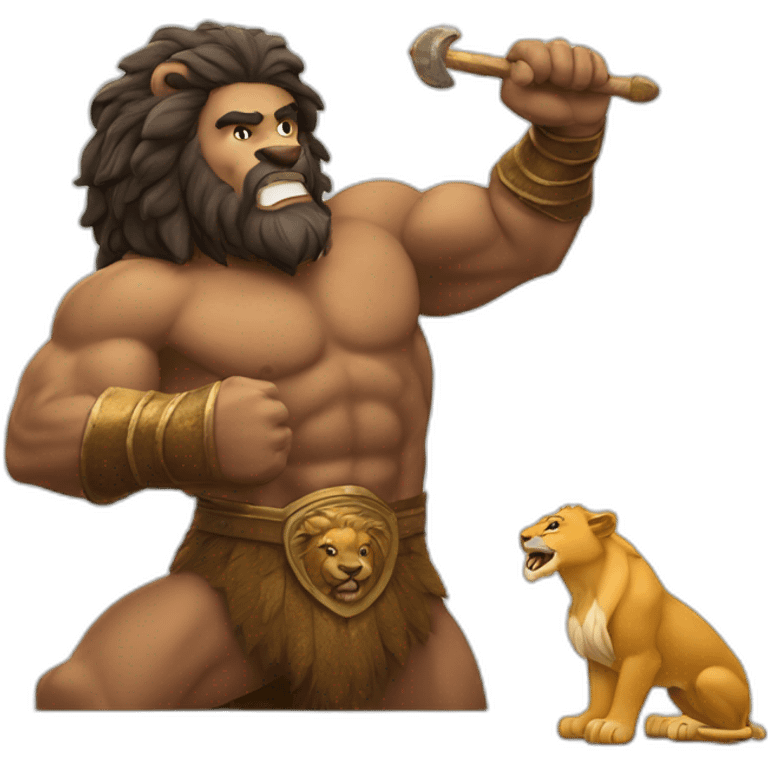 samson figting with lion emoji