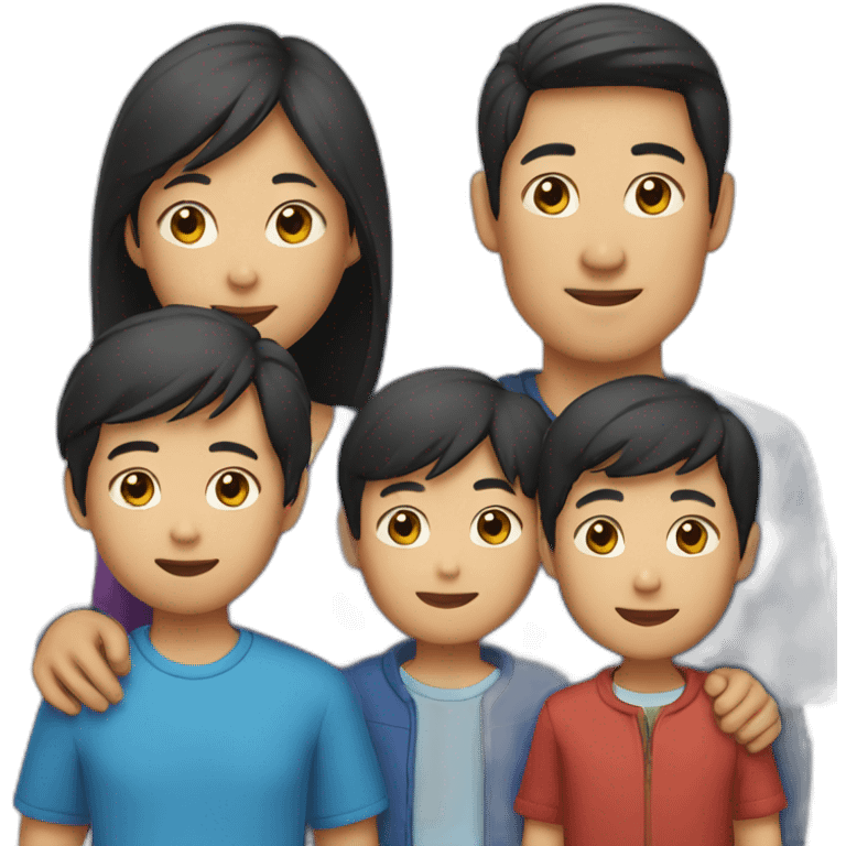 asian-family-5people-3boys emoji