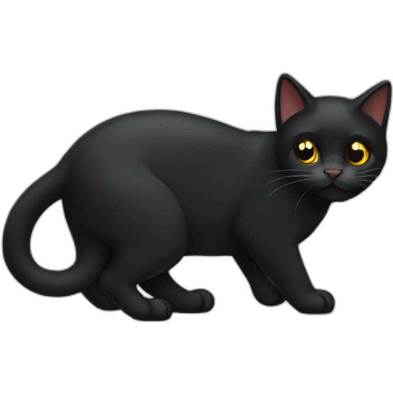 Gato negro mordiendo emoji