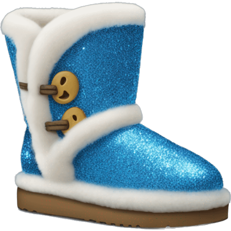 Realistic blue glitter and fur Ugg boots. emoji