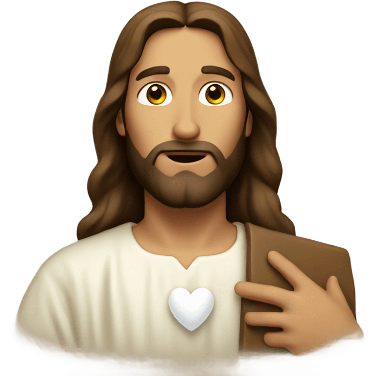 Jesus holding a white heart  emoji