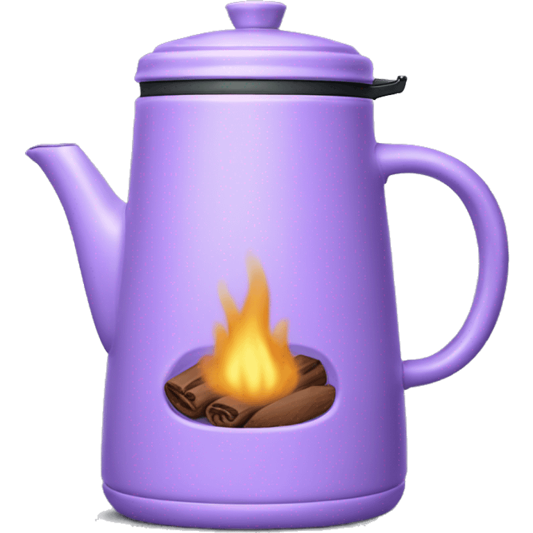 Realistic  pastel purple camping coffee pot isolated.  emoji