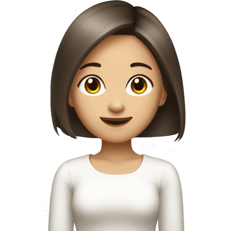 asian girl, with laptop, brown stylist hair, smiling , designer, no glasses emoji