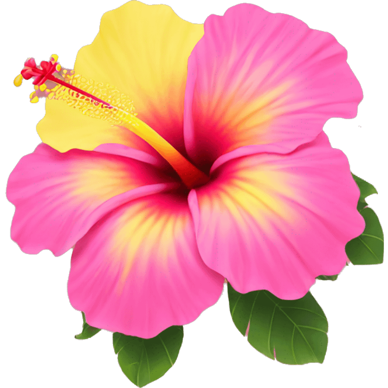 yellow and pink hibiscus flower emoji