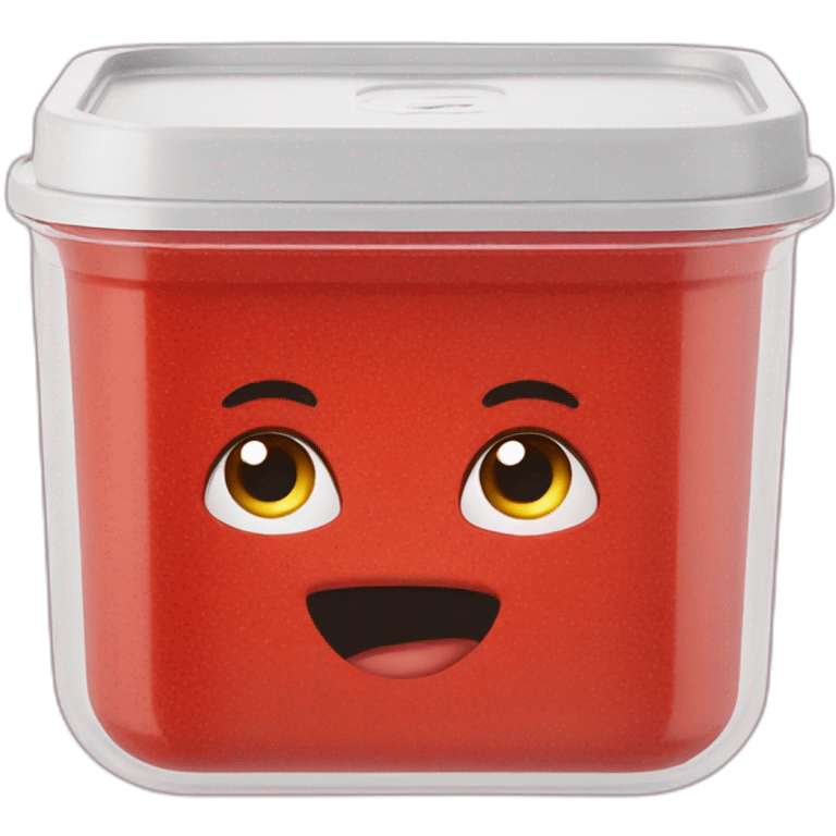 Red lid square food storage container emoji