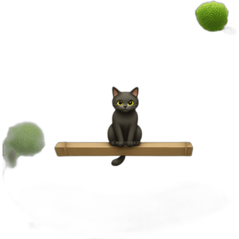 high definition, a seesaw, a cat man sits on one side while the Earth sits on the either side emoji