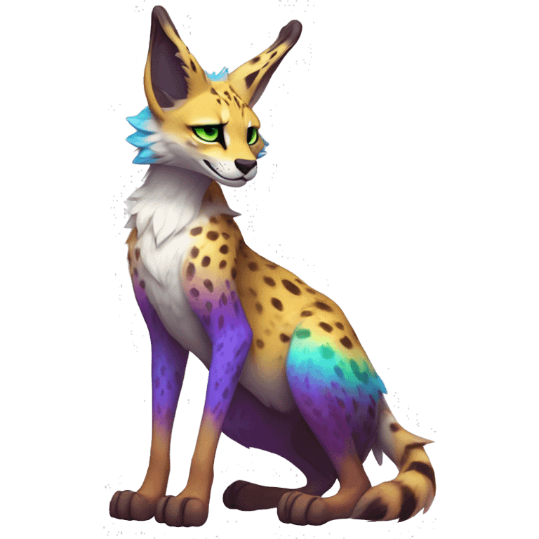 Epic Edgy Colorful ethereal eldritch Sergal-Serval-Fionbri full body emoji