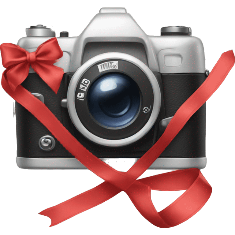 Camera with ribbon emoji