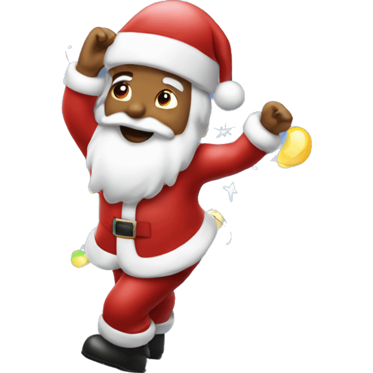 Dancing Santa Clause as DJ and fairy lights emoji