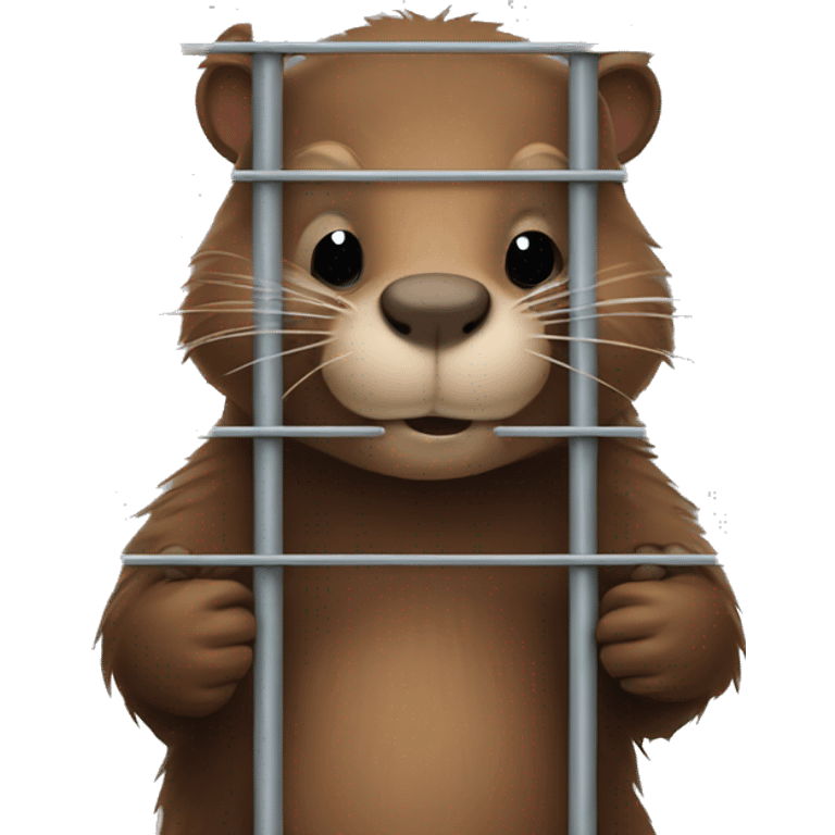 Cute Beaver behind prison bars  emoji