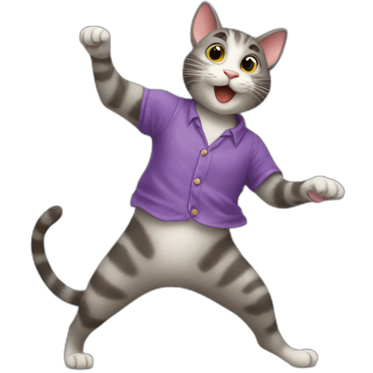 A cat dancing with a mouse emoji