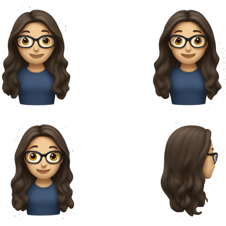 Brunette with long hair and glasses.  emoji