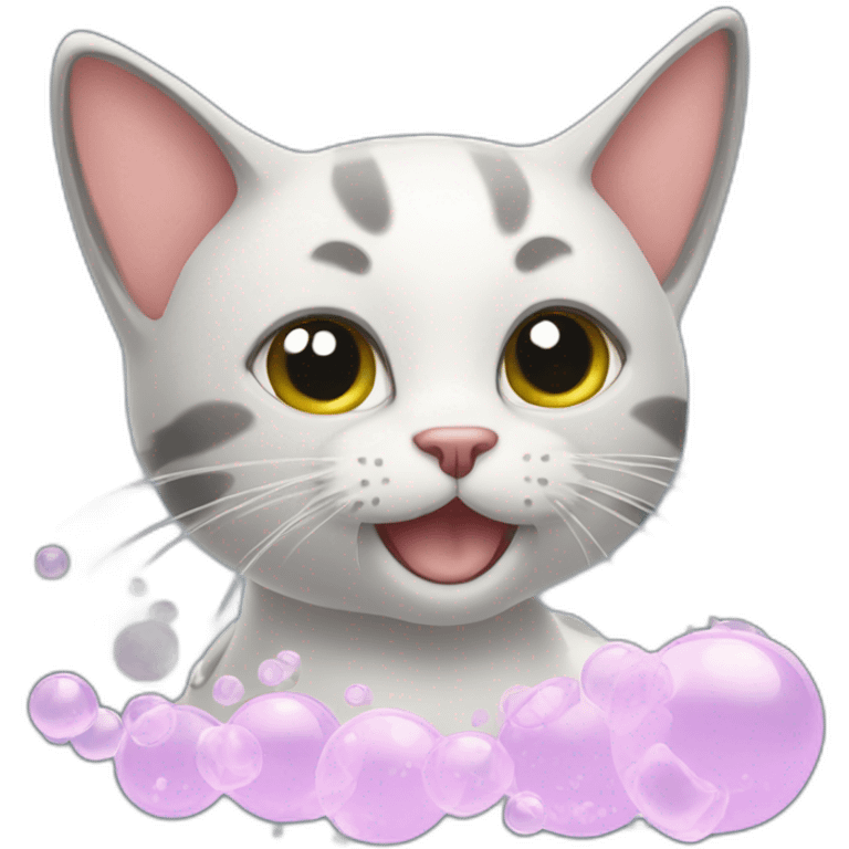 Cat with soaped bubles emoji