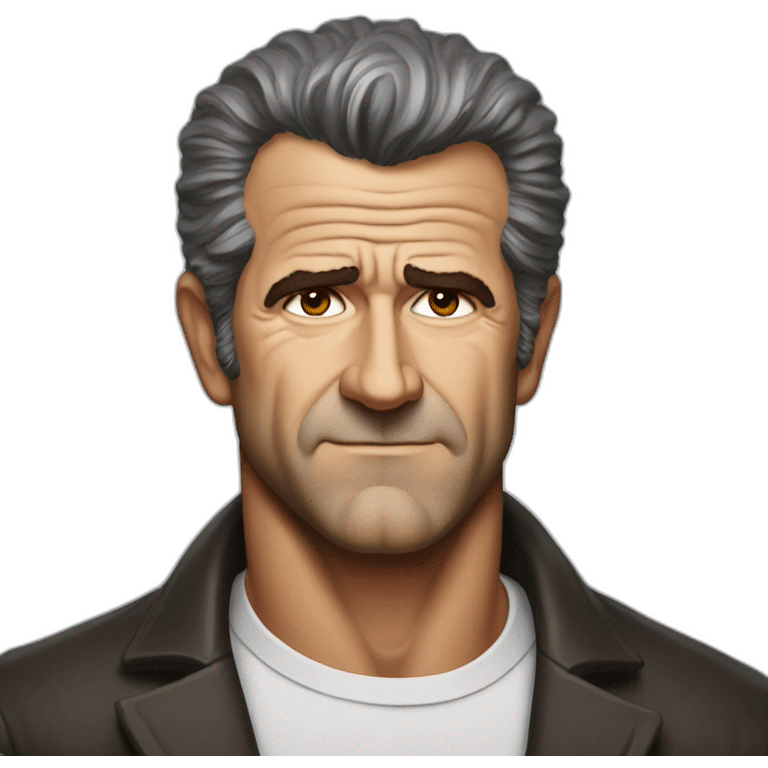 Mel Gibson portrait without smile emoji