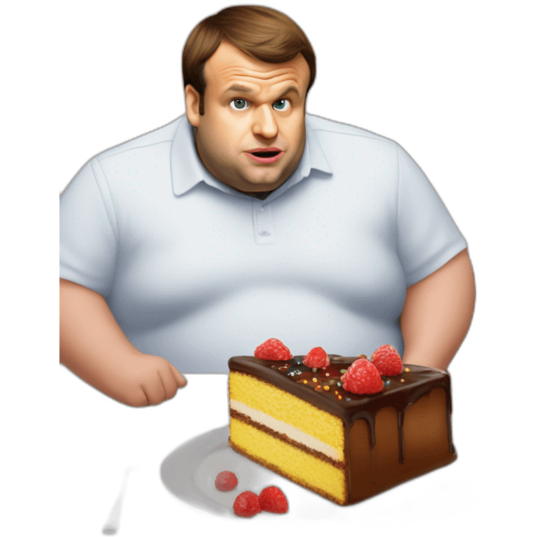 emmanuel macron morbidly obese eating cake emoji