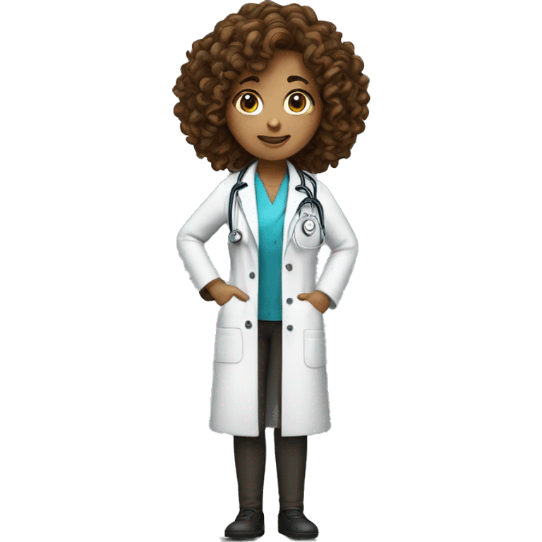 curly brown-hair with freckles woman doctor emoji