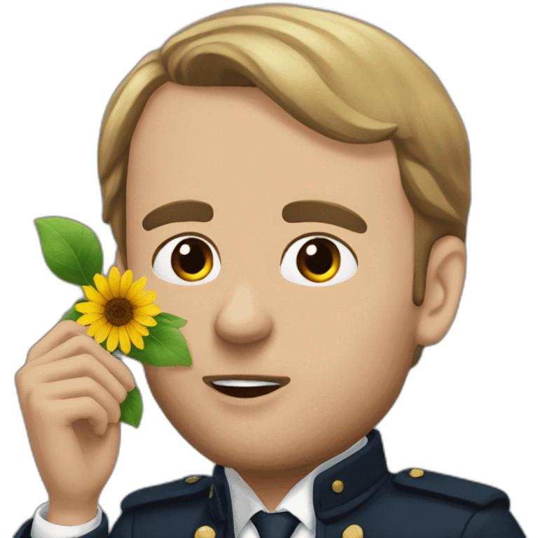 macron-hold-a-flower-in-his-mouth emoji