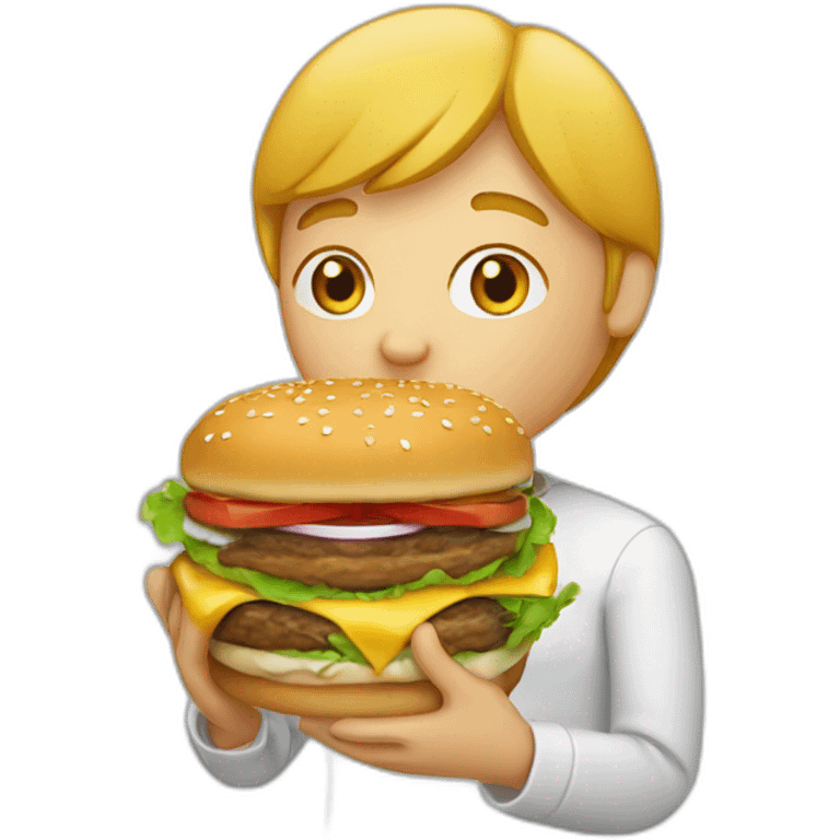 une personne tysmey qui mange un burger  emoji