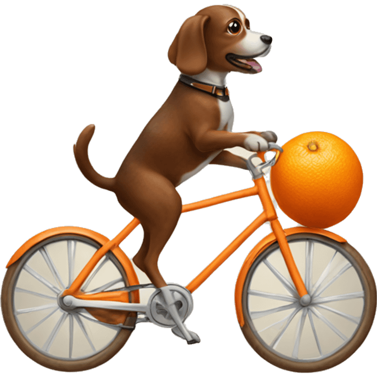 Dog riding a orange bike emoji