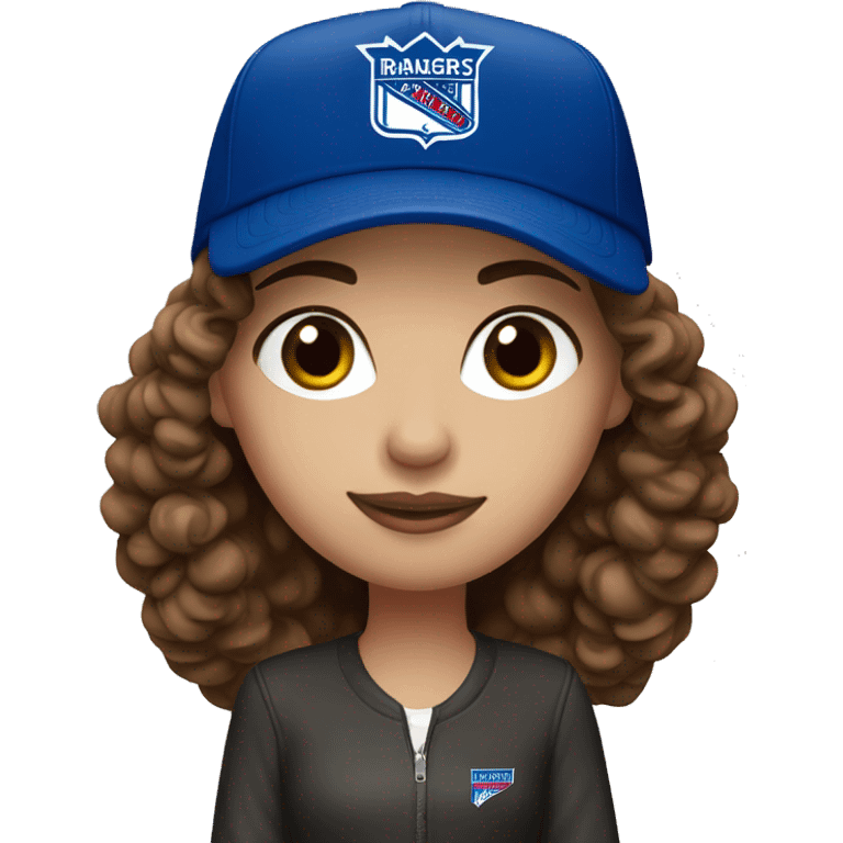 Brown hair Girl New York Rangers cap emoji