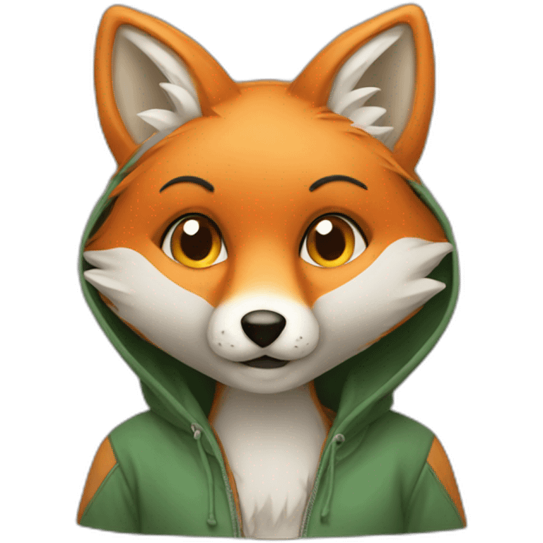 Fox wearing a hoodie emoji