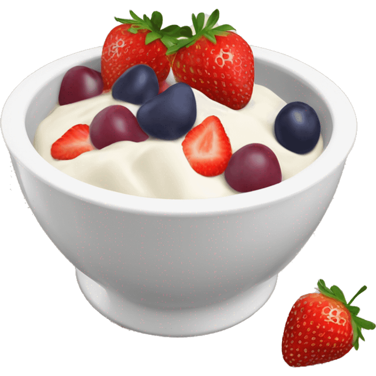 fruit yogurt bowl with strawberries and grapes emoji