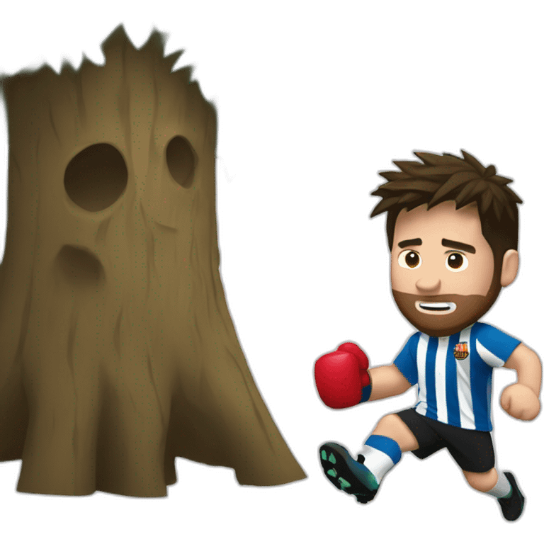 Messi punching a tree emoji