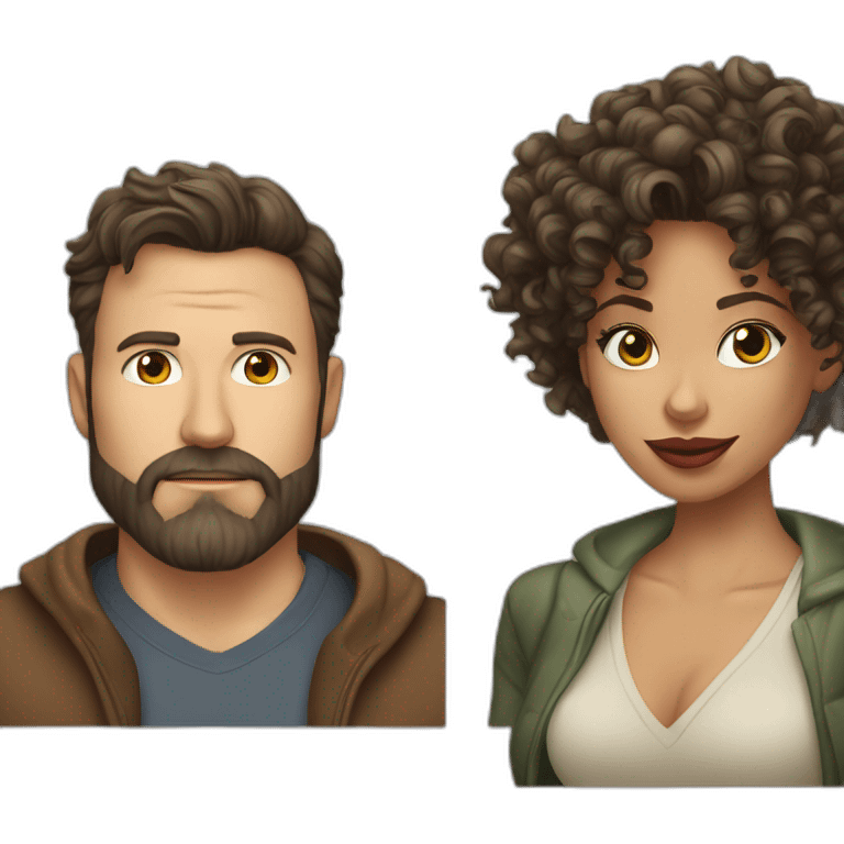 Ben Affleck with full beard and Jennifer Freeman with curly hair emoji