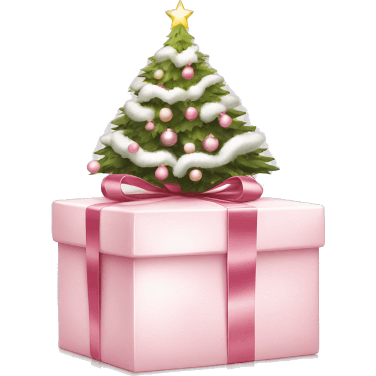 Light pink Christmas gifts under a white Christmas tree  emoji