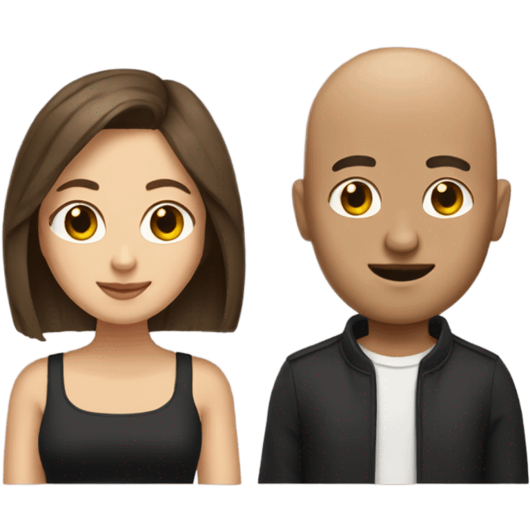 Bald guy and brown hair girl at a concert emoji