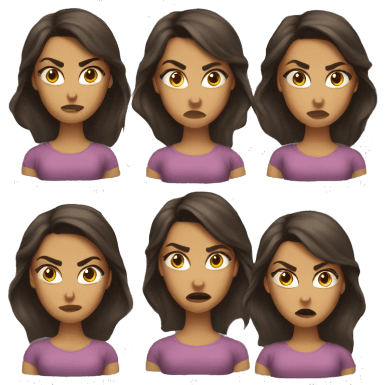 Beautiful woman brunette angry emoji