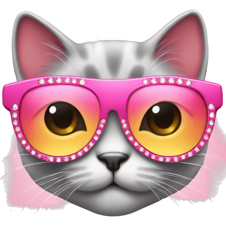 Cute cat wearing big pink bedazzled sun glasses  emoji