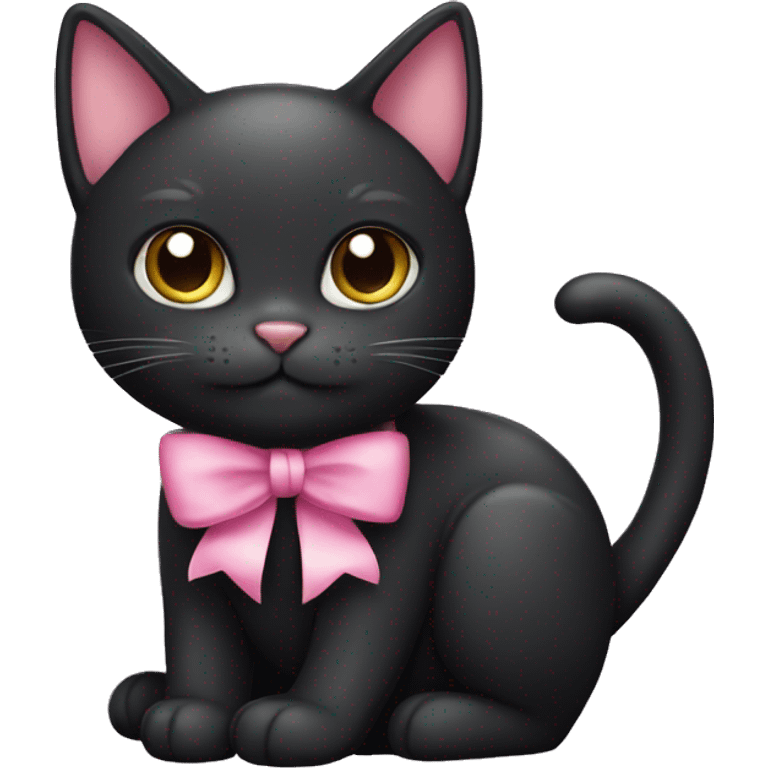 black cat with pink bow emoji