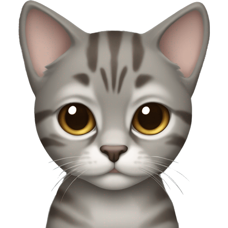 Body builder grey Brown tabby cat with dark torquoise eyes emoji