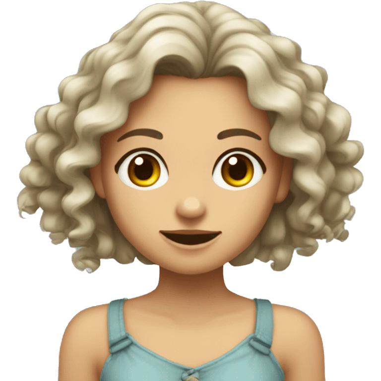 Mädchen mit dunkelroten Locken grünem Augen und Sommersprossen  emoji