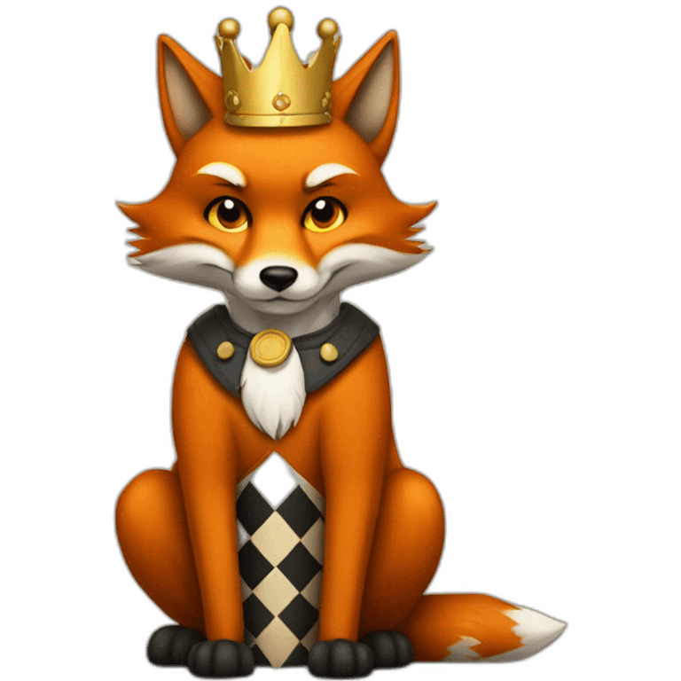 Fox dressed as a chess king emoji