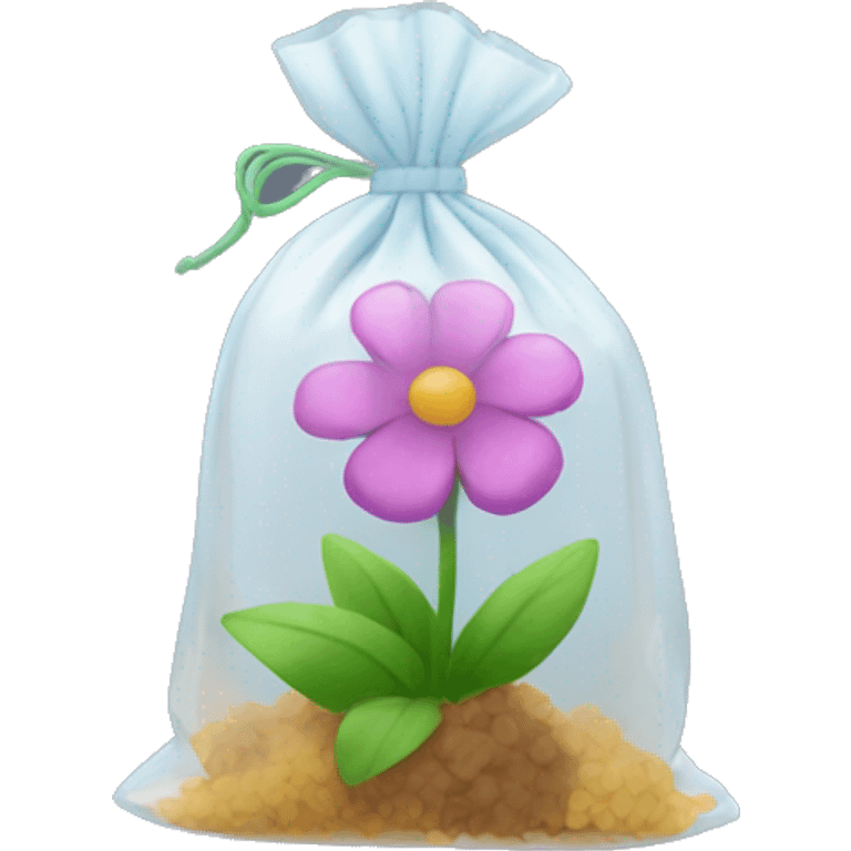 Small clear bag of flower emoji