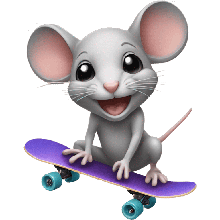 Mouse on a skateboard  emoji