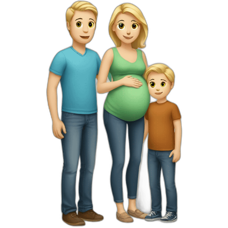 Family;blonde-haired-pregnant-mother, man-with-brown-hair, blond-haired-baby-boy emoji